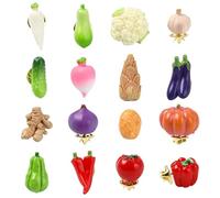 Stiesy 16Pcs Vegetable Brooches Pins Resin Chili Potato Tomato Lapel Pin Badges Novelty Brooches for Backpack Bags Clothes Hats Cap DIY Crafts Fits Women Men
