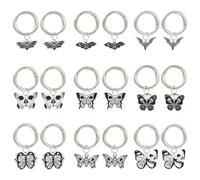 Stiesy 18Pcs 9 Styles Butterfly Bat Boot Shoe Charms with Spring Gate Rings Punk Style Shoelace Enamel Butterfly wtih Skull Charms Shoes Buckles Hanging Ornament Decoration for Shoe Bag Keychain Purse