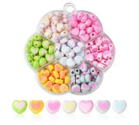 Stiesy 190pcs 7 Colour Heart Shape Acrylic Bicolor Sweet Heart Spacer Beads Bulk for Jewellry Making DIY Bracelet Crafting