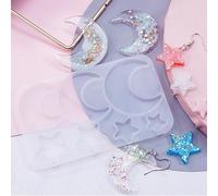Stiesy 1pc Celestial Theme Silicone Molds Moon Star Epoxy Resin Casting Molds for UV Resin Jewelry Pendants Earrings Keychains Making DIY Crafts