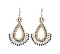 Stiesy 2 Pair Trendy Beaded Earrings Bohemian Teardrop Dangle Earrings Fashion Exaggerated Large Earrings Synthetic Blue Spinel Handmade Seed Beads Jewellry Earrings for Women Girls Party Present