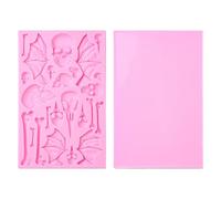 Stiesy 2 Pcs Halloween Silicone Cake Moulds Skull & Bones & Devil Wings Shape Reusable Non-Stick Bakeware for DIY Desserts Spooky Party Cake Decorating Candy Making Tools