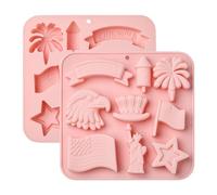 Stiesy 2 Pcs Patriotic Silicone Moulds Independence Day Theme Eagle Flag Fireworks Shapes Candy Chocolate Molds for 4th July Cake Toppers Red White Blue Candy Crafts Family BBQ Desserts