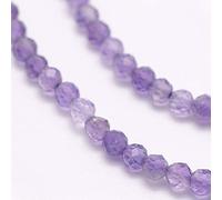 Stiesy 2 Strands Natural Amethyst Beads 3mm Faceted Purple Gemstone Beads Small Round Stone Chip Bead Healing Crystal Spacer Beads for Jewellry Making Crafts Bracelet Necklace Earring DIY