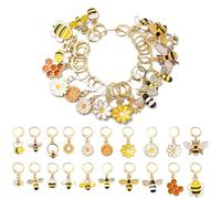 Stiesy 20 Pcs 20 Styles Bee Honeycomb Daisy Stitch Markers Enamel Crochet Stitch Marker Charms Removable Lobster Clasp Locking Stitch Marker for Knitting Weaving Sewing Quilting Handmade Jewelry