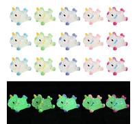 Stiesy 20 Pcs 5 Colors Resin Unicorn Slime Charm Beads Glow in The Dark Beads 3D Animal Flatback No Hole Beads for Jewellry Making Micro Landscape Garden Home Display Decorations