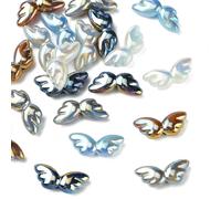 Stiesy 20 Pcs Electroplated Angel Wings Acrylic Beads Glitter Imitation Pearl Loose DIY Craft Beads Bulk for Phone Strap DIY Jewelry Making Accessories