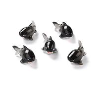 Stiesy 20 Pcs Miniature Black 3D Shark Resin Figures Realistic Marine Animal Decor for Micro Landscaping, Fairy Garden Accessories and DIY Craft Supplies