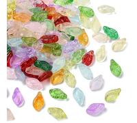 Stiesy 200Pcs Green Leaf Beads Tiny Leaves Glass Charm Beads with 0.8mm Hole for Necklace Bracelet Earring Jewelry Making Spring Theme DIY Crafts 14 Colors