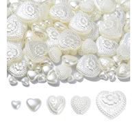 Stiesy 200Pcs Mixed White Heart Beads Large Mini Imitation Pearl Spacer Beads ABS Plastic Love Heart Bead Bulk for Jewellry Making Bracelet Necklace Crafts Earring DIY