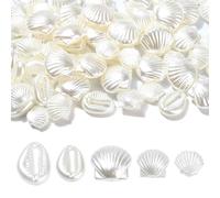 Stiesy 200Pcs Mixed White Shell Beads Imitation Pearl Spacer Beads ABS Plastic Bead Bulk for Jewellry Making Bracelet Necklace Crafts Earring DIY
