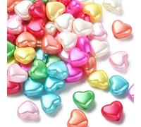 Stiesy 200Pcs Random Color Heart Shape Beads Imitation Pearl Beads Acrylic Sweet Heart Spacer Beads for DIY Bracelet Necklace Jewelry Making