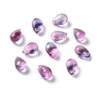 Stiesy 200Pcs Violet Purple Glass Teardrop Beads Charms with Glitter Gold Powder Top Drilled Water Droplets Crystal Glass Spacer Beads Bulk for Jewellery Bracelet Crafts Necklace Earrings Making