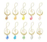 Stiesy 20Pcs 10 Colors Musical Note Charms Handmade Copper Wire Glass Pendant Charm Golden Music Note Dangle Charms Bulk for DIY Jewellery Crafts Bracelet Necklace Earrings Making