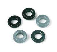 Stiesy 20Pcs 10mm Natural Jade Flat Donut Charms Ring Shape Charm Circle Large Hole Bead Pendants for Jewellery Making Necklace Bracelet DIY Crafts (Hole: 5mm)