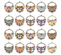 Stiesy 20Pcs Bohemian Style Enamel Charms Antique Round Connector Charm Vintage Chandelier Components Links for Boho Jewelry Making DIY Crafts