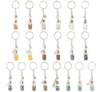 Stiesy 20Pcs Natural Synthetic Glass Bottle Keychains, Musical Mini Wishing Jar Bags Charms with Iron Rings for DIY Crafts Backpack Bag Hanging Party Favors