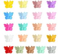 Stiesy 21 Pcs Butterfly Silicone Focal Beads 3D Animal Pastel Beads Spacer Rubber Loose Beads Soft Silicone Beads for Keychain DIY Making Bracelet Lanyard Necklace Handmade Crafts