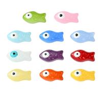 Stiesy 22Pcs Handmade Evil Eye Fish Beads Mixed Color Sea Animals Shape Transparent Glass Crystal Beads for Protection Necklace Bracelet Earring Jewelry DIY Gifts