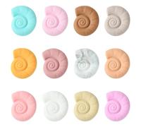 Stiesy 24 Pcs 12 Colors Shell Shape Silicone Focal Beads for Keychain Making Candy Color Sea Snail Silicone Beads Spacer Beads for DIY Crafts Jewellry Necklaces Bracelets Keychain Making