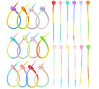 Stiesy 24 pcs 12 Styles Gradient Color Multi Purpose Silicone Zip Ties Cord Organizer Strap Reusable Silicone Cable Ties for Home Office Kitchen Organizer Food Bag Cord Key Management