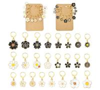 Stiesy 24 Pcs Flower Stitch Markers Charms Black White Daisy Rose Cherry Blossom Enamel Crochet Charms Stitch Marker Knitting DIY Gift for Knitting Weaving Sewing Accessories Quilting Jewelry Making