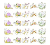 Stiesy 25Pcs 5 Styles Enamel Animal Charms Pendants Cute Animal with Flower Pattern Charms Rabbit Cat Fox Snail Tortoise Charms for Jewelry Making Crafts