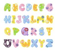 Stiesy 26Pcs Flower with Letter Patches Self Adhesive, A-Z Alphabet Polyester Embroidered Patches Stickers, Applique Sewing Badges Patch for Fabric Clothing Jacket DIY