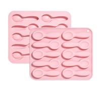 Stiesy 2Pcs 10 Cavity Soup Spoon Silicone Moulds Reusable Small Spoons Shape Silicone Fondant Cake Mould Tableware Molds for DIY Soap Candy Chocolate Ice Creative Handicrafts