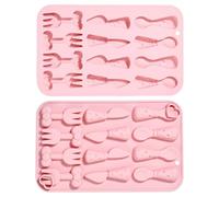 Stiesy 2Pcs 12 Cavity Knife Fork Silicone Moulds Reusable Tableware Shape Silicone Fondant Cake Mould Spoon Molds for DIY Soap Candy Chocolate Ice Creative Handicrafts