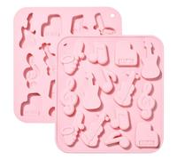 Stiesy 2Pcs 14 Cavity Music Instruments Silicone Moulds Reusable Guitar Piano Shaped Silicone Fondant Cake Mould Musical Note Baking Molds for DIY Soap Pudding Candy Chocolate Jelly