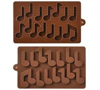 Stiesy 2Pcs 14 Cavity Musical Note Silicone Moulds Reusable 3D Music Note Shape Silicone Fondant Cake Mould Chocolate Baking Molds for DIY Soap Pudding Candy Ice Creative Party Decor