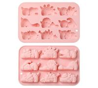 Stiesy 2Pcs 9 Cavity Dinosaur Silicone Moulds Reusable 3D Cartoon Dinosaur Silicone Fondant Cake Mould Cute Animal Chocolate Baking Molds for DIY Soap Pudding Candy Creative Party Decor Gifts