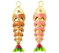 Stiesy 2Pcs Brass Enamel Fish Pendants, Real 18K Gold Plated Statement Charm Bulk, DIY Jewelry Making Supplies for Bracelet Necklace Earring