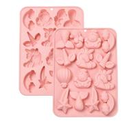 Stiesy 2Pcs Unicorn Silicone Moulds Reusable Star Rainbow Chocolate Mould Meteor Mermaid Tail Candy Molds for Baking Fondant Cake DIY Soap Pudding Party Snacks Treats