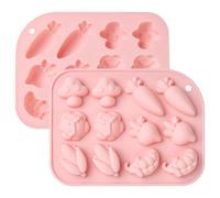 Stiesy 2Pcs Vegetable Themed Silicone Moulds Nonstick Chocolate Molds | 12 Cavity, Reusable Flexible Carrots Corn Shape Mould for Chocolate, Candy, Pudding, Jelly, Cake Decor, Pastry Dessert