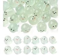 Stiesy 30 Pcs 3D Glow Ghost Resin Slime Charms Decor 6 Styles Luminous Clear Ornaments Figurines for Halloween Window Display Gothic Desk Decor Anime Collectors Reactive Party Supplies