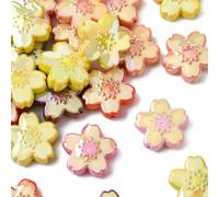 Stiesy 30 Pcs Acrylic Cherry Blossom Beads with Enamel Flower Shape Spacer Loose Beads Bulk for DIY Jewellery Craft Making Necklace Bracelet Earring
