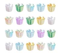 Stiesy 300Pcs Trumpet Flower Beads Resin Flower Spacer Beads Opaque Colorful Flower Beads Bulk for Jewellry Making DIY Bracelet Crafting