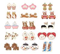 Stiesy 30pcs 15 Styles Enamel Dog Charms Cute Pet Puppy Corgi Dog Shape Dangle Charms for DIY Bracelet Jewelry Making Crafts Accessories