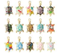 Stiesy 30Pcs 15 Styles Tortoise Charms Turtle Enamel Charms for Jewellery Making Bulk Cute Sea Animal Jewelry Pendants Dangle for Bracelets Making Crafts Necklaces Presents DIY