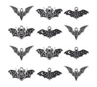 Stiesy 30Pcs 3 Styles Gothic Black Bat Charms Enamel Bat Pendant Charm Halloween Blood Sucking Animal Dangle Charms for Jewellery Making DIY Bracelet Crafts