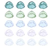 Stiesy 30Pcs 5 Colours Glass Trumpet Flower Bead Cone for 16mm Beads Floral End Caps Transparent Spacer Beads for Jewellery Making Earring Bracelet Necklace Wind Chimes Crafting