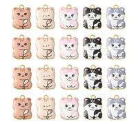 Stiesy 30Pcs 5 Style Cat Charms Pendants Enamel Pet Kitten Charms Cute Animal Dangle Charms for DIY Crafts Bracelet Jewelry Making