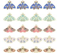 Stiesy 30Pcs 5 Styles Enamel Butterfly Charms Colorful Moth Charm Cute Animal Dangle Charms for DIY Craft Jewelry Making Bracelet Necklaces