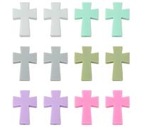 Stiesy 30Pcs 6 Colour Cross Silicone Beads Crucifix Soft Rubber Silicone Focal Spacer Beads Bulk for DIY Beadable Pen Jewellery Making Keychain