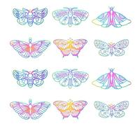 Stiesy 30Pcs 6 Styles Butterfly Charms Stainless Steel Hollow Filigree Charm Pendant Rainbow Color Hollow Animal Etched Metal Charms for Jewellery Making Crafts DIY Necklace Earring Bracelets
