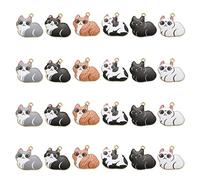 Stiesy 30Pcs 6 Styles Enamel Cat Charms Pet Kitten Pendant Charm Cute Animal Dangle Charms for Jewellery Making DIY Bracelet Crafts