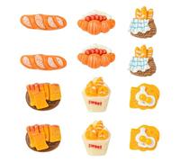 Stiesy 30Pcs 6 Styles Opaque Resin Imitation Food Slime Charms Beads Assorted Bread Flatback Beads Toast Baguette Shape No Hole Beads Bulk for Scrapbooking Ornament Phone Case Jewellry Making