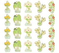Stiesy 30Pcs Flower Charms for Jewellery Making Cute Floral with Test Tube Enamel Metal Charm Bulk Flower Bouquet Plant Dangle for Jewelry Bracelets Necklaces Making DIY Crafts
